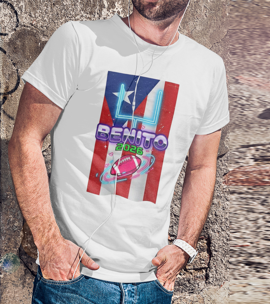 Benito 2026 Bad Bunny Super Bowl Halftime Show Fan Football Puerto Rico Flag T-Shirt