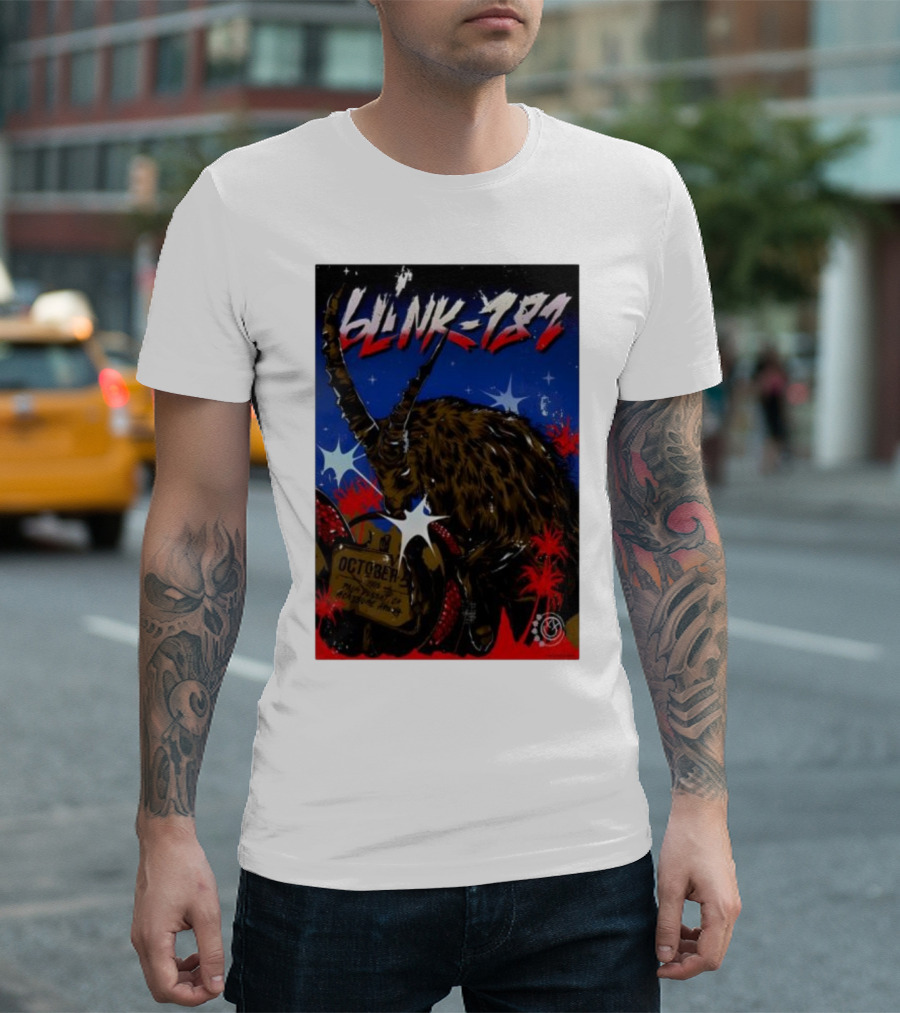Blink 182 October 5 2025 Palm Desert Goat Starry Night T-Shirt