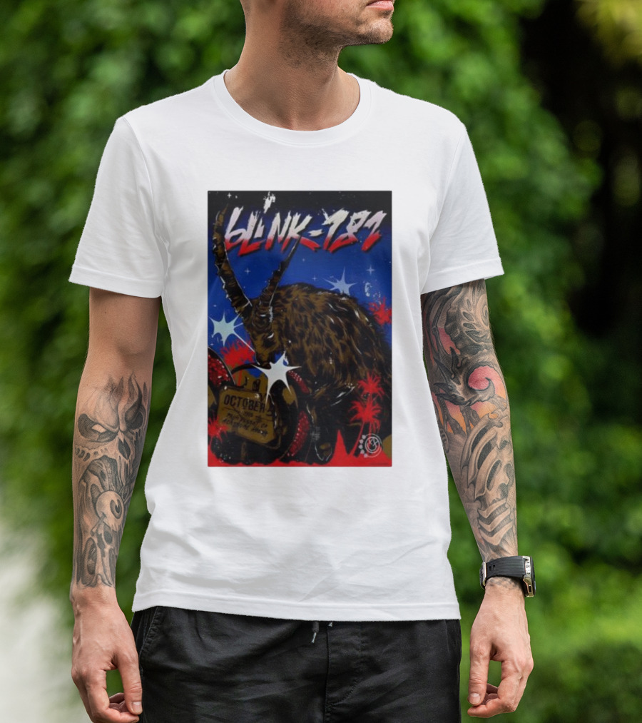 Blink 182 October 5 2025 Palm Desert Goat Starry Night T-Shirt