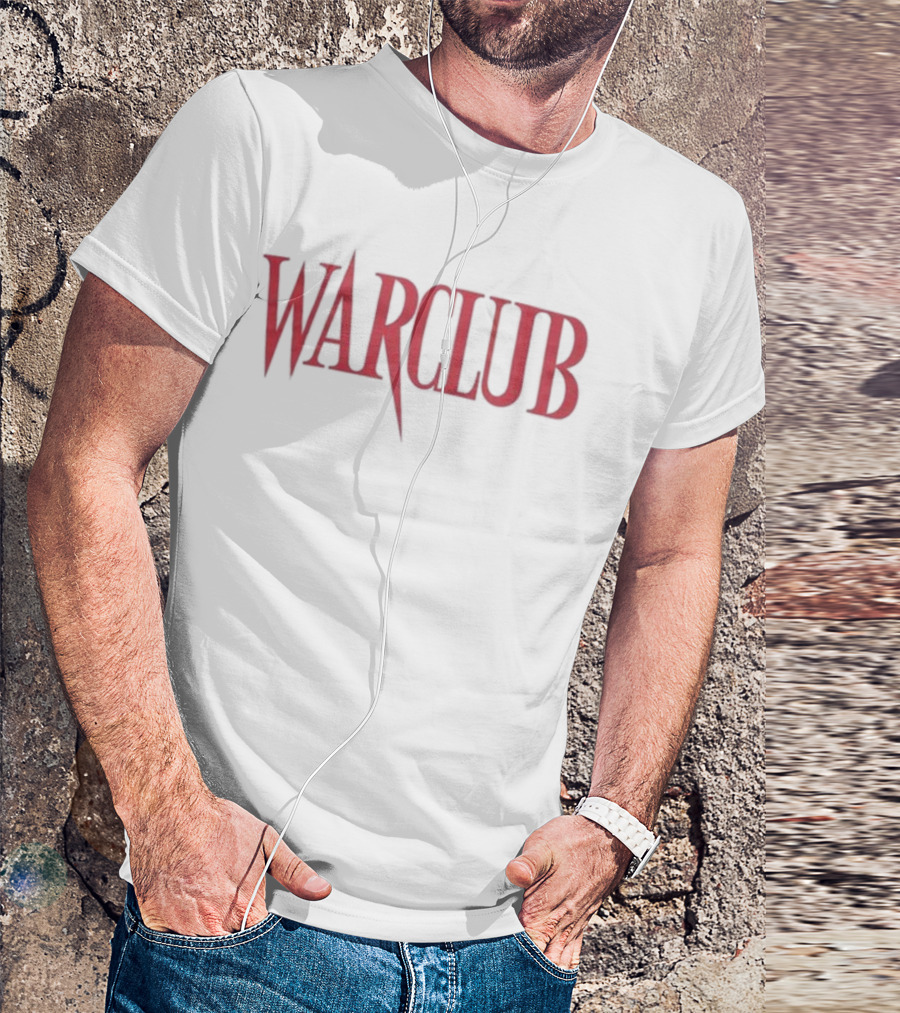 Half Face Blades Warclub Red Text T-Shirt