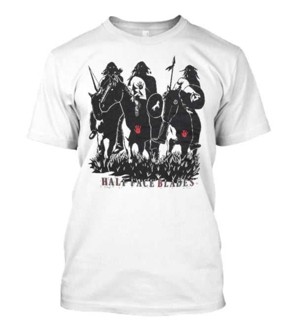 Half Face Blades War Party Red Hands Silhouette T-Shirt