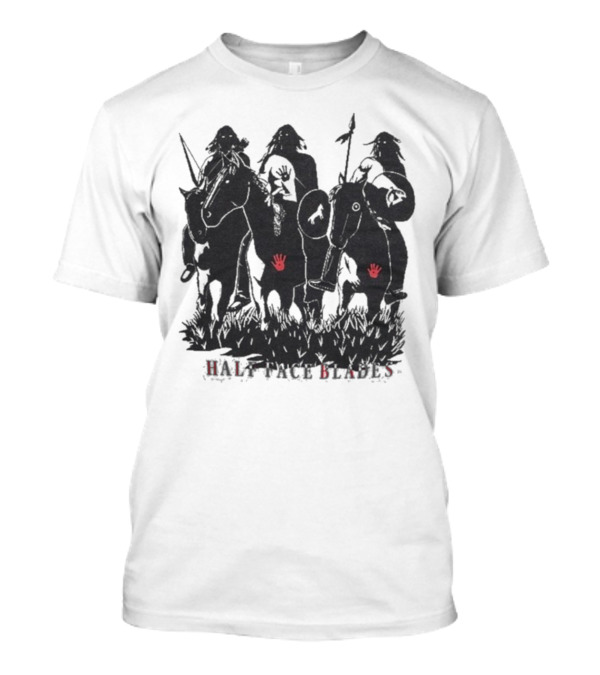 Half Face Blades War Party Red Hands Silhouette T-Shirt