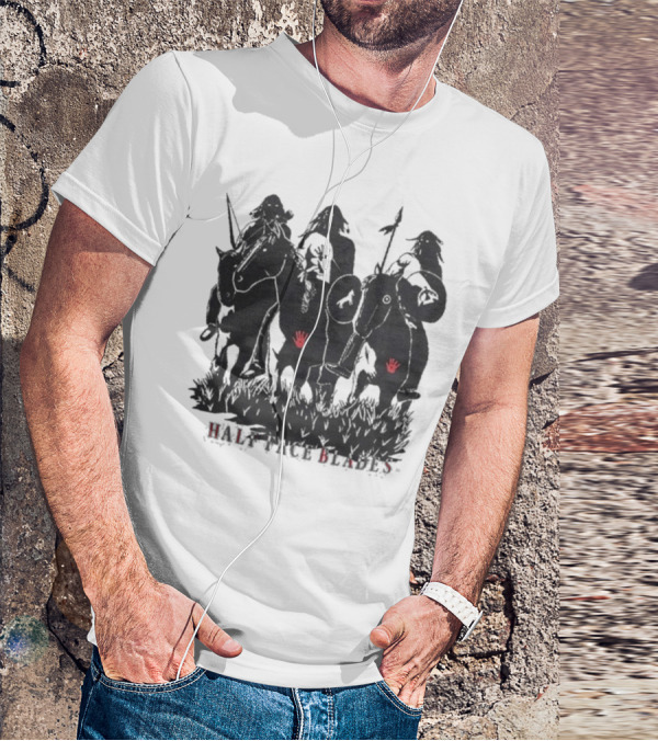Half Face Blades War Party Red Hands Silhouette T-Shirt