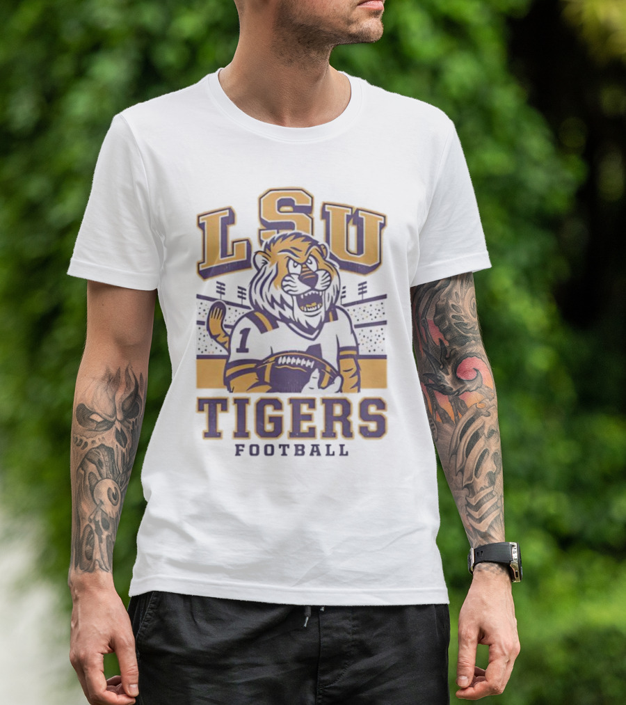 LSU Tigers Football Mike Mascot Stadium QB Number One T-Shirt