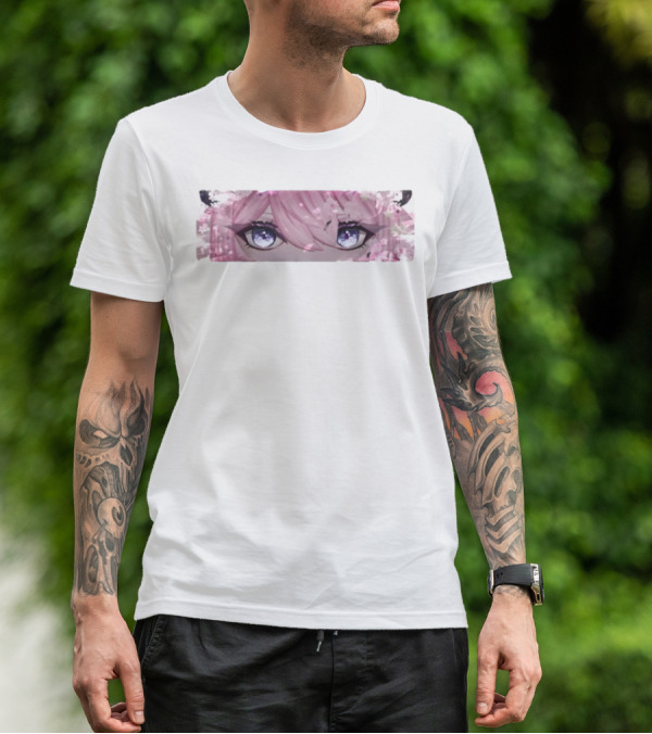 Bluefi Rose Eyes Pink Hair Floral Horns Anime Aesthetic T-Shirt