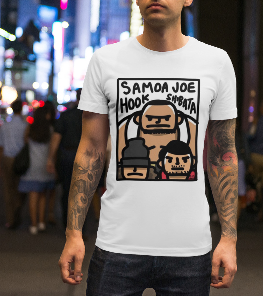 Samoa Joe Hook Shibata Cartoon Characters T-Shirt