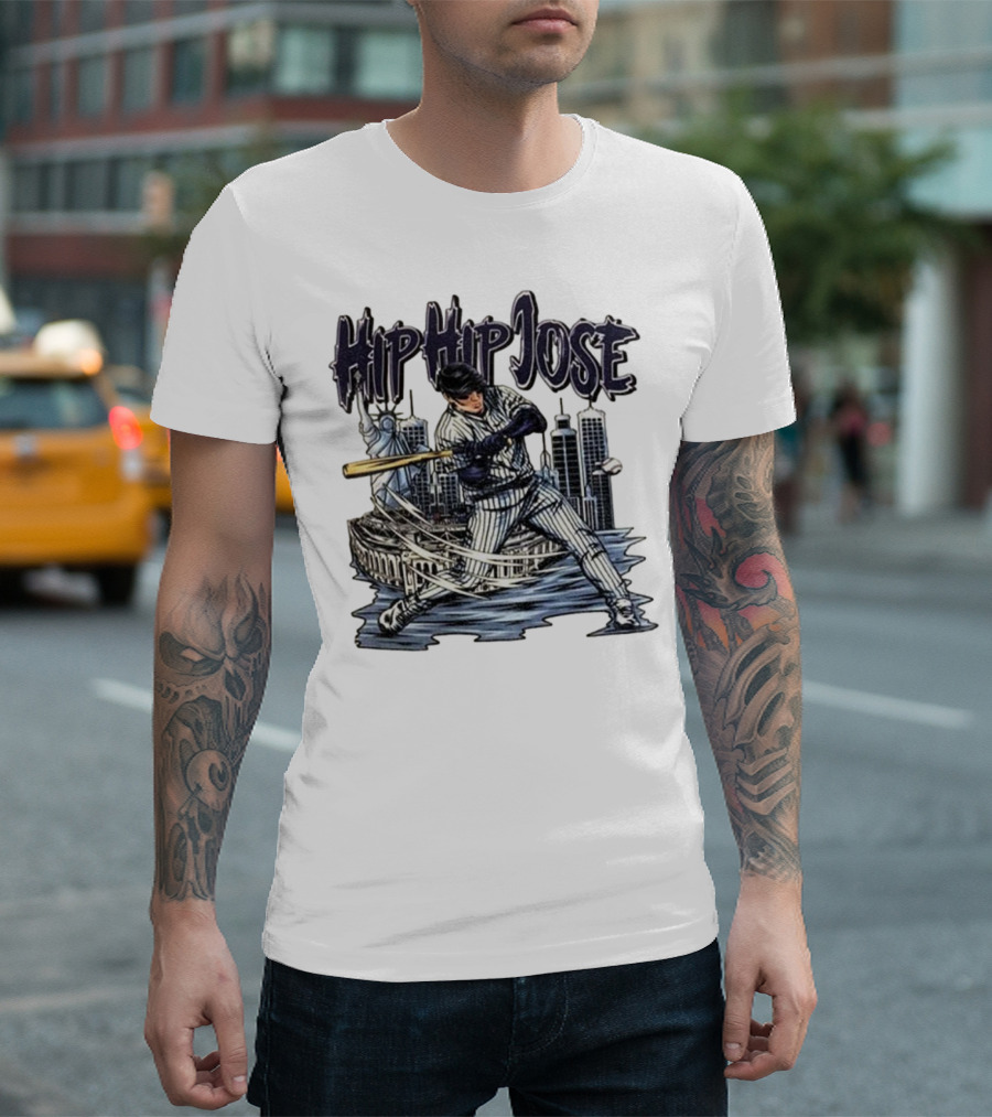 Hip Hip Jose New York Yankees Statue of Liberty Baseball Player Comic Style T-Shirt