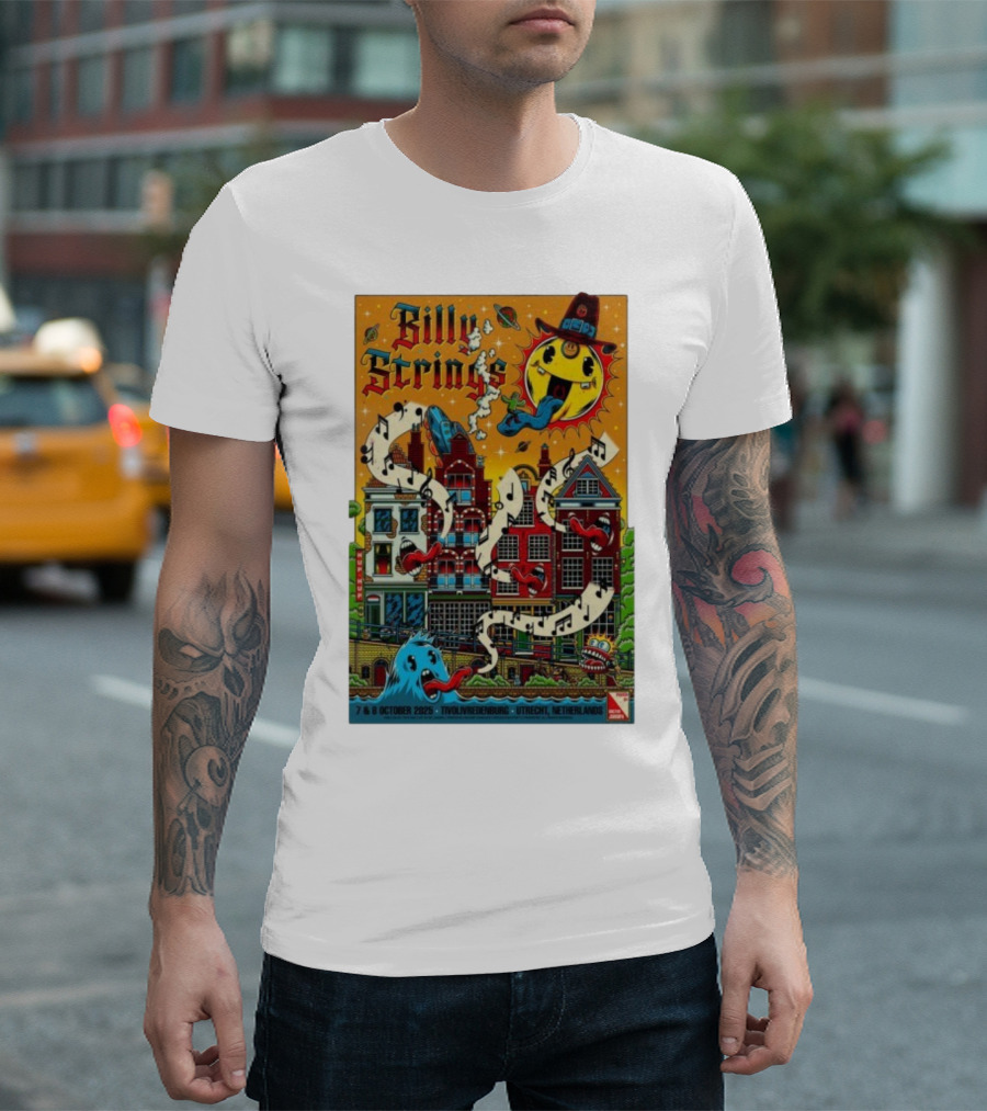 Billy Strings TivoliVredenburg Utrecht Netherlands October 7-8 2025 Music Festival Psychedelic Cityscape Design T-Shirt