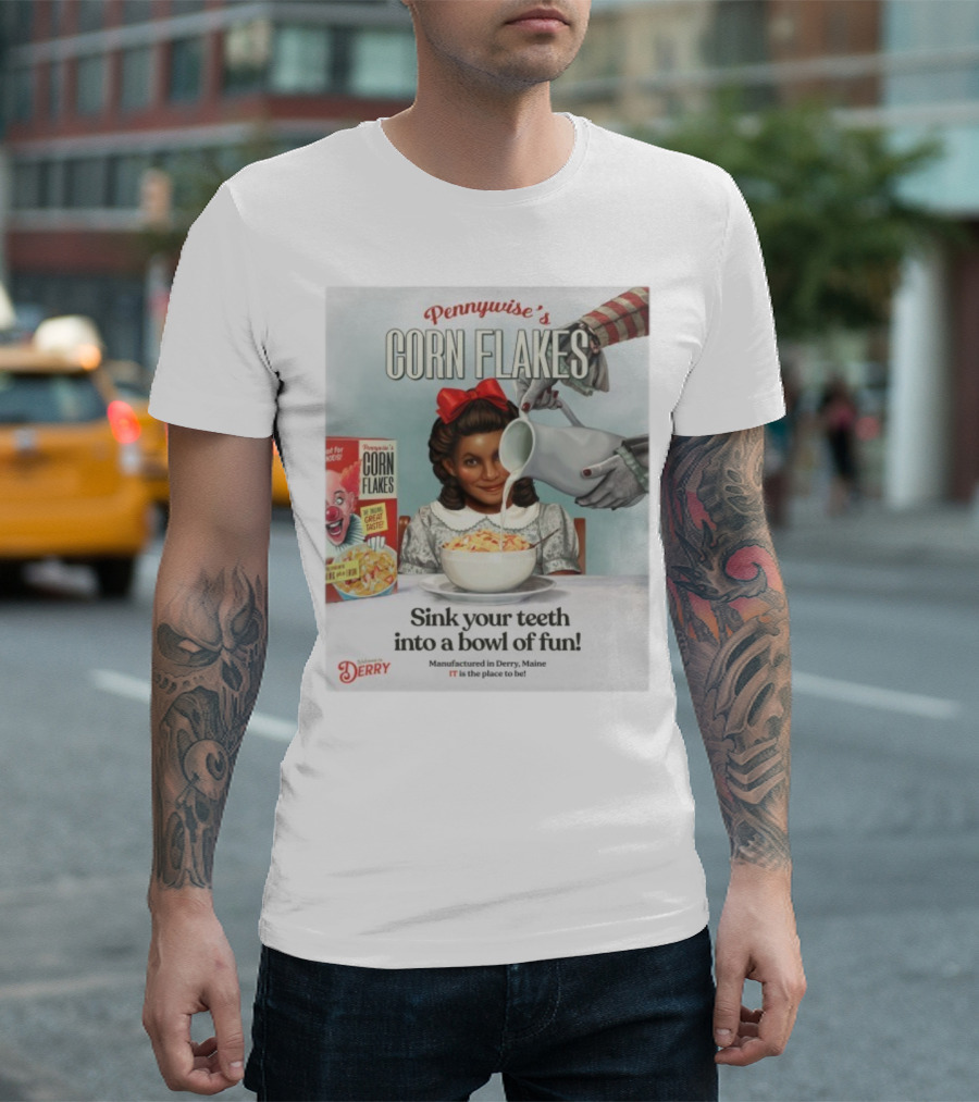 Pennywise’s Corn Flakes Sink Your Teeth Into A Bowl Of Fun IT Welcome To Derry October 26 2025 T-Shirt