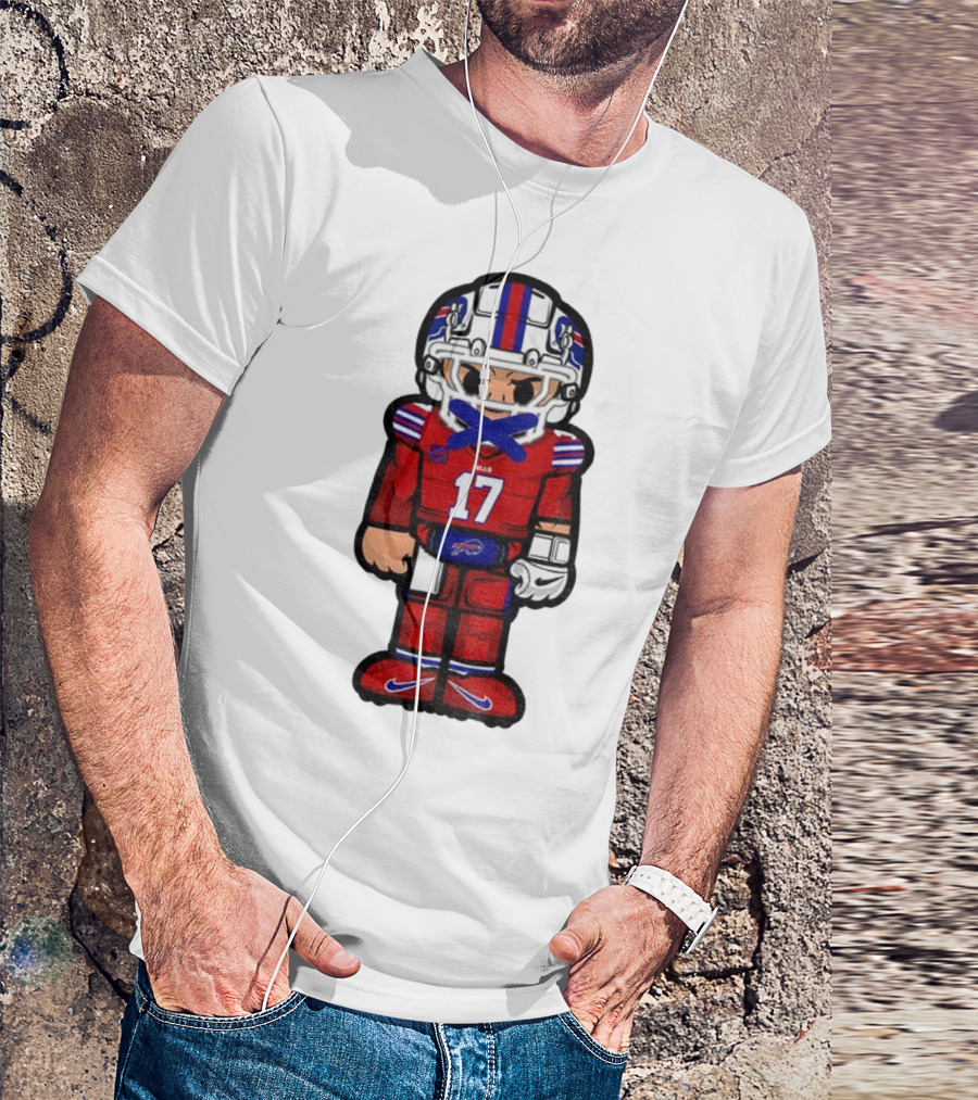 Buffalo Bills Josh Allen Cartoon NFL Football 2025 Number 17 T-Shirt
