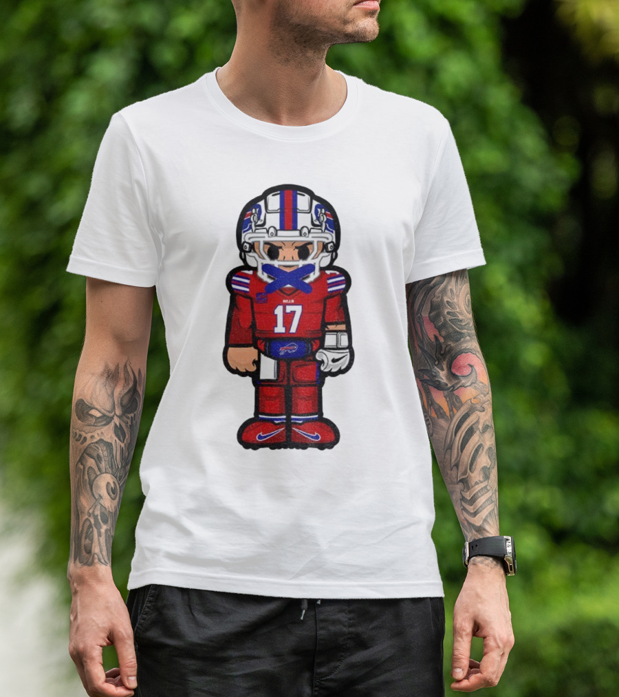 Buffalo Bills Josh Allen Cartoon NFL Football 2025 Number 17 T-Shirt