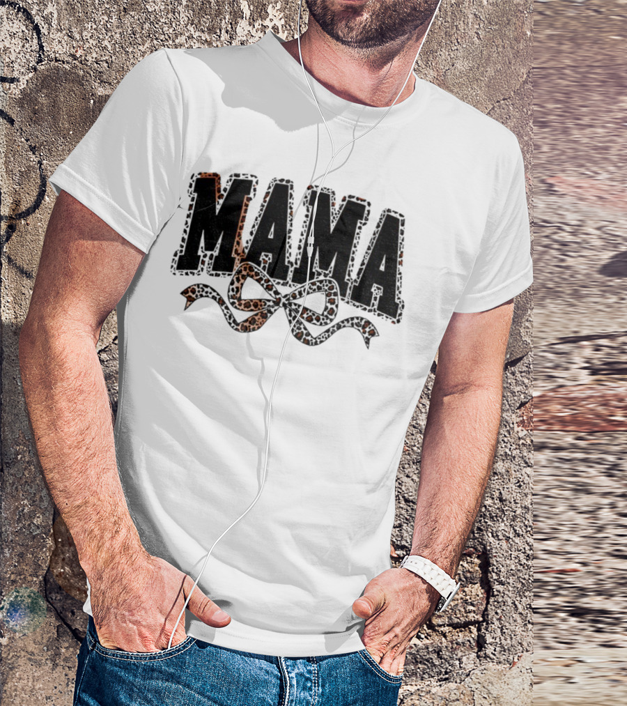 Mama Leopard Print Coquette Bow T-Shirt