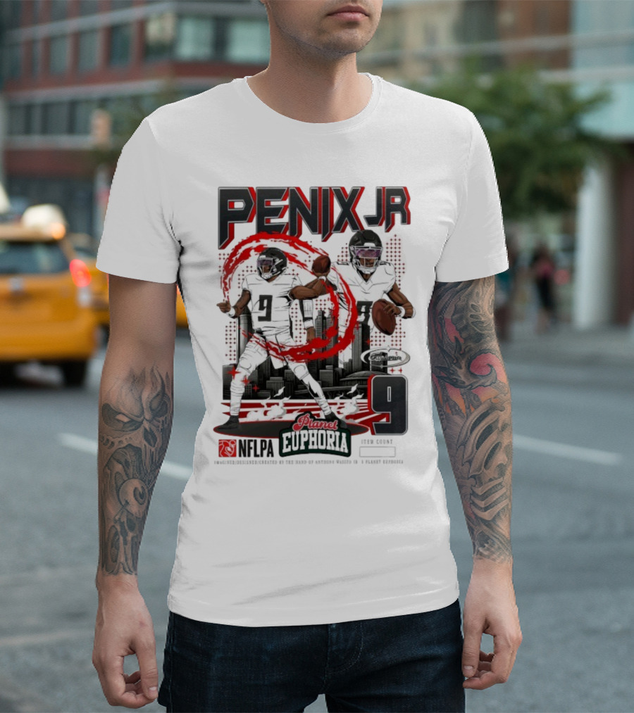 Penix Jr. NFLPA Planet Euphoria Number 9 Football Theme T-Shirt