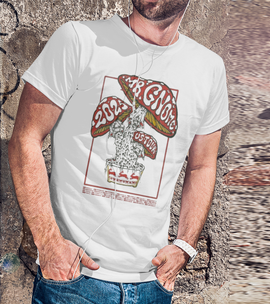 Mr. Gnome 2024 US Tour Mushroom Artwork Retro Psychedelic Print T-Shirt