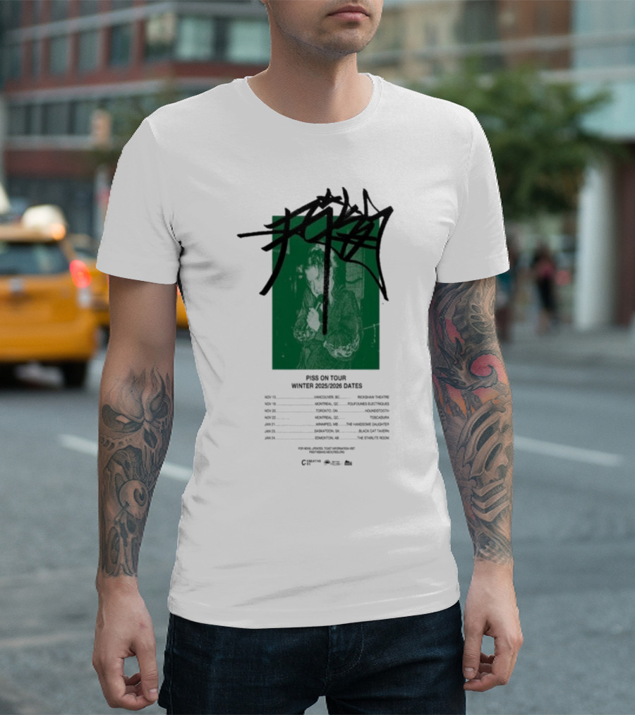 PISS Winter Tour 2025 2026 Dates Featuring Zoviet Sex 徐锐 Stroyka 7 Days Of Sorrow Gnar Dog Smplsmksי T-Shirt
