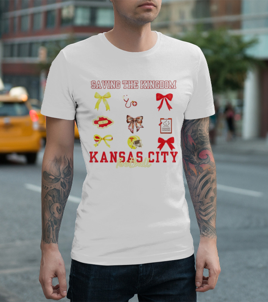 Saving The Kingdom Kansas City Football Bows Game Day Chiefs T-Shirt