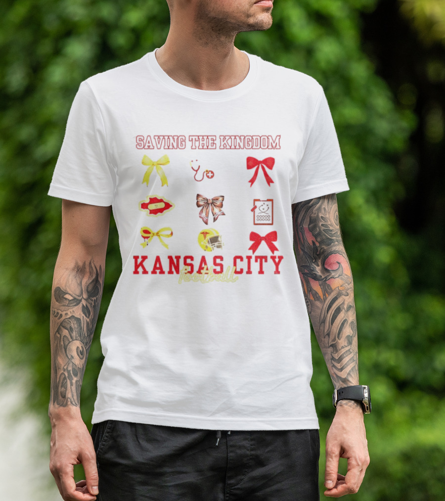 Saving The Kingdom Kansas City Football Bows Game Day Chiefs T-Shirt