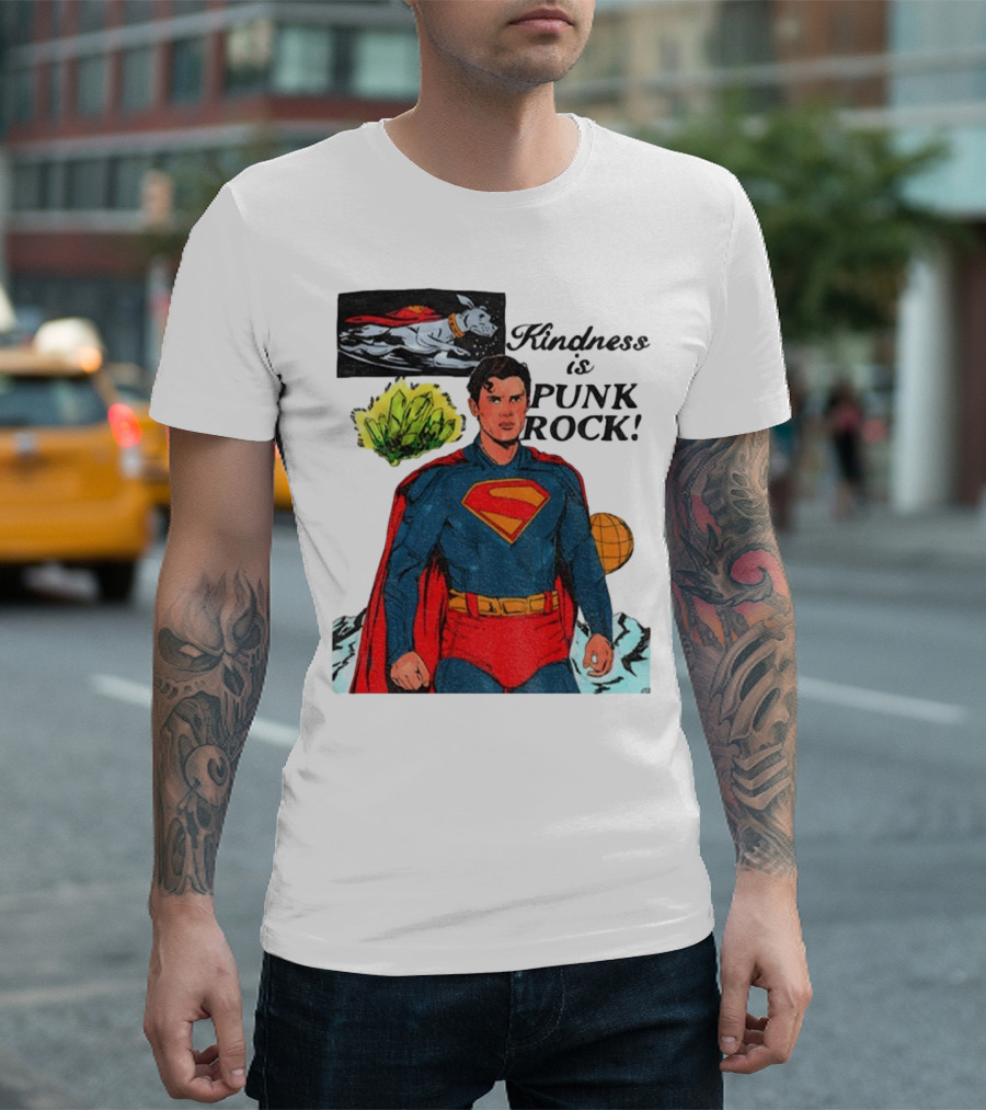 Superman DC Kindness Is Punk Rock Krypton Dog Caped Hero T-Shirt