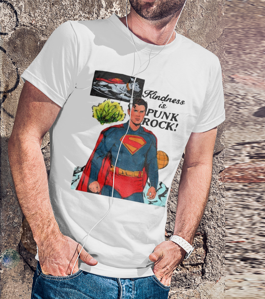 Superman DC Kindness Is Punk Rock Krypton Dog Caped Hero T-Shirt