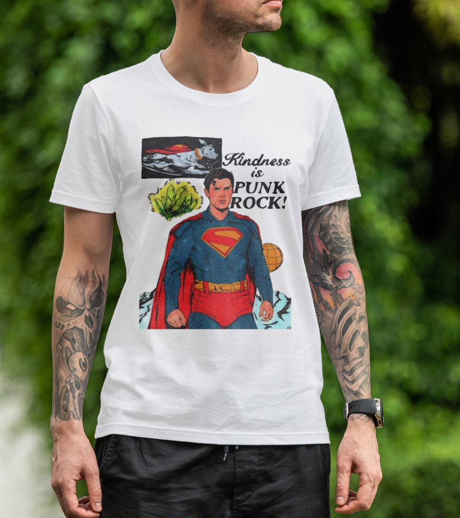 Superman DC Kindness Is Punk Rock Krypton Dog Caped Hero T-Shirt