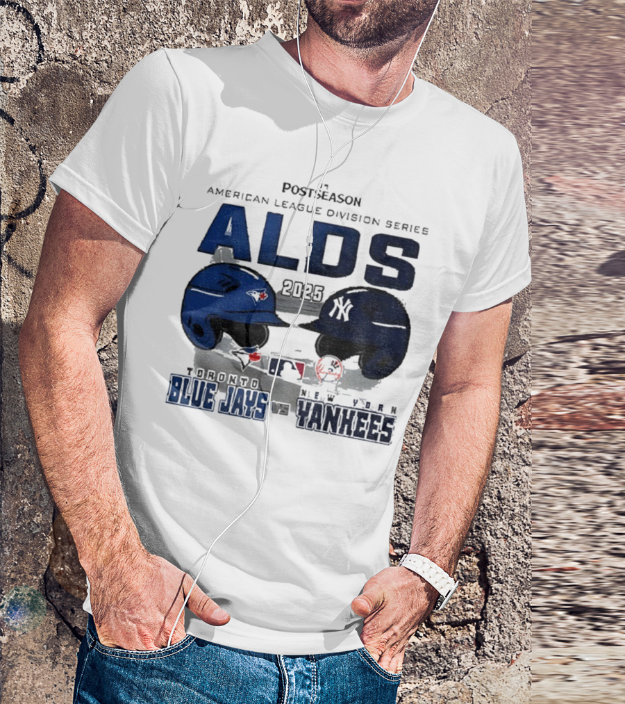 Toronto Blue Jays Vs New York Yankees 2025 ALDS MLB Postseason Helmets Bats Showdown T-Shirt