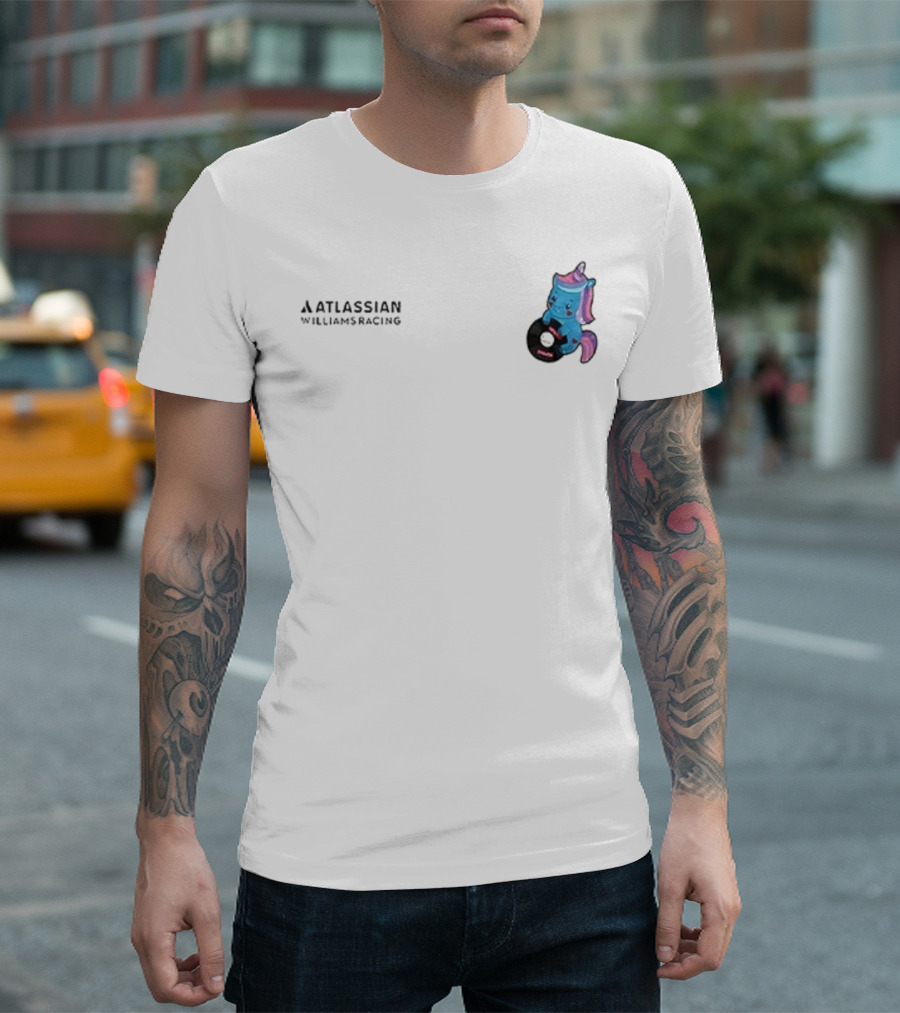 Atlassian Williams Racing Powered by Sparkles Signature Racing Unicorn in Helmet T-Shirt
