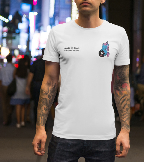 Atlassian Williams Racing Powered By Sparkles Signature Racing Unicorn In Helmet T-Shirt