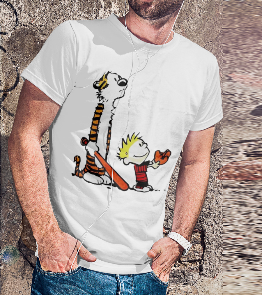Calvin And Hobbes Baseball Glove And Bat Playtime T-Shirt