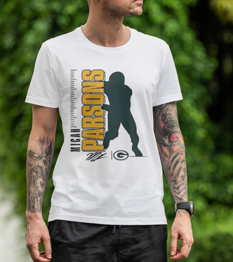 Green Bay Packers Micah Parsons Signature Silhouette T-Shirt