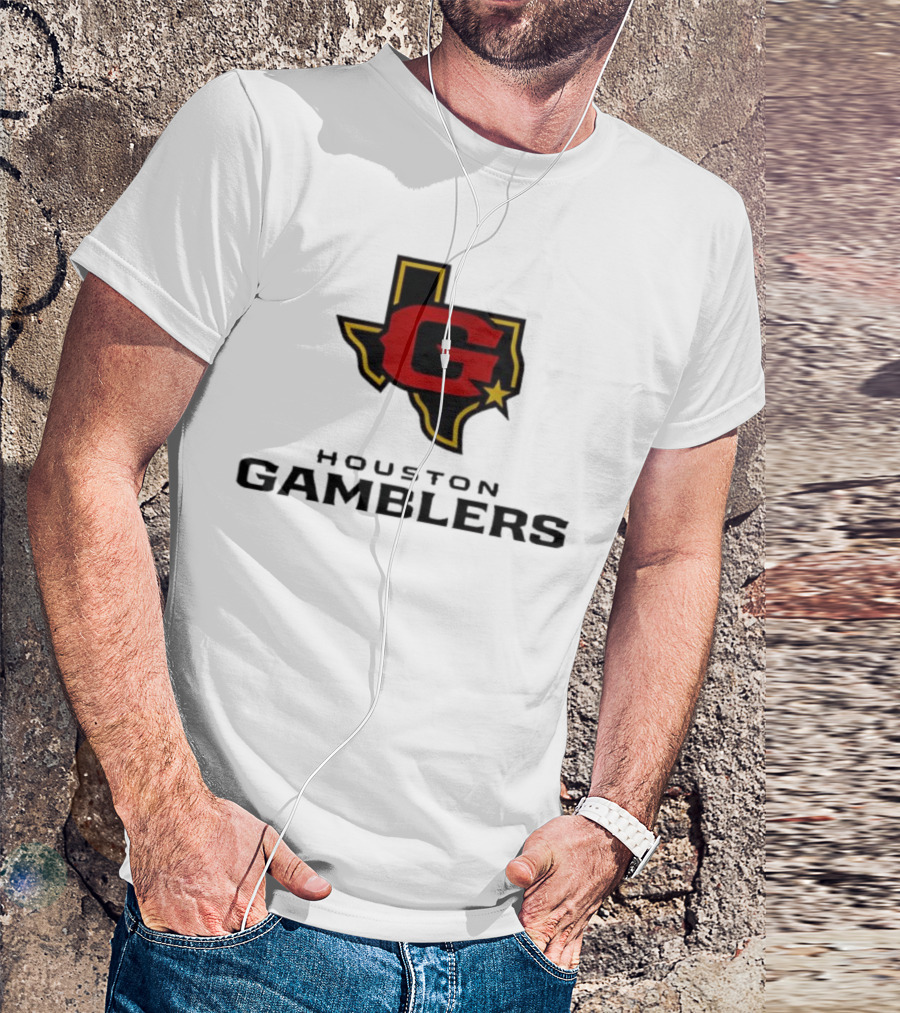 Houston Gamblers Texas Outline G Star Emblem T-Shirt