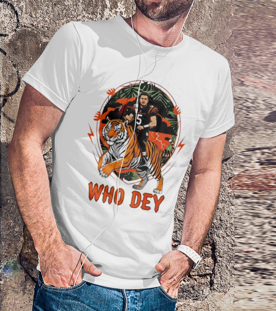 Joe Flacco Cincinnati Bengals Tiger Ride Who Dey Jungle Football T-Shirt