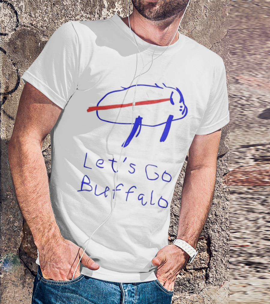 Let’s Go Buffalo Bills Hand-Drawn Blue And Red Graphic T-Shirt
