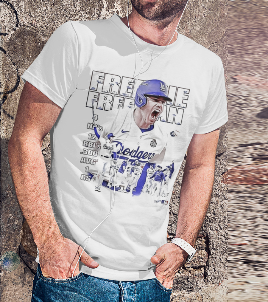 Los Angeles Dodgers Freddie Freeman HR 12 RBIs 300 AVG 1 GS T-Shirt