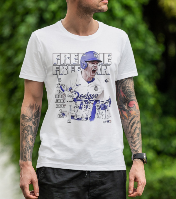 Los Angeles Dodgers Freddie Freeman HR 12 RBIs 300 AVG 1 GS T-Shirt