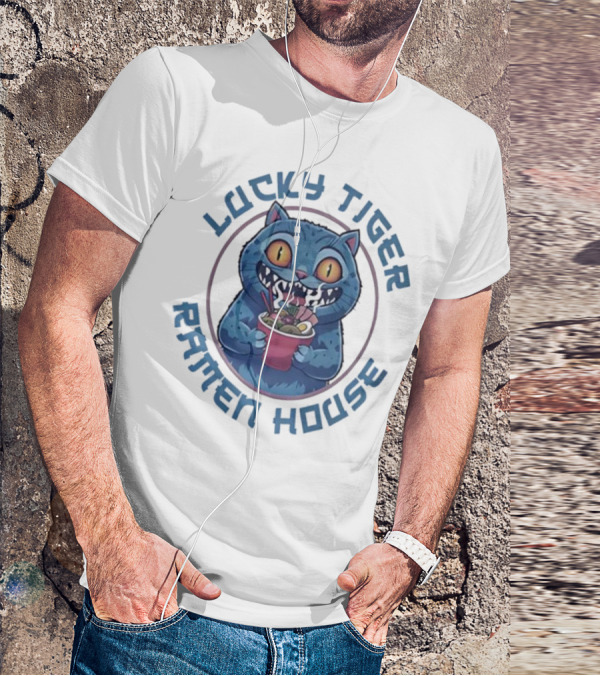 Lucky Tiger Ramen House Kpop Demon Hunters Derpy The Tiger Cartoon Cat Noodles T-Shirt