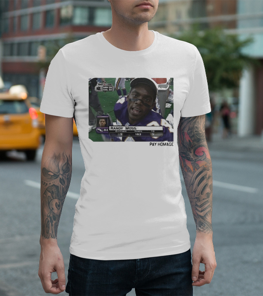 Randy Moss Minnesota Vikings 84 Pay Homage Catches Yards TO T-Shirt