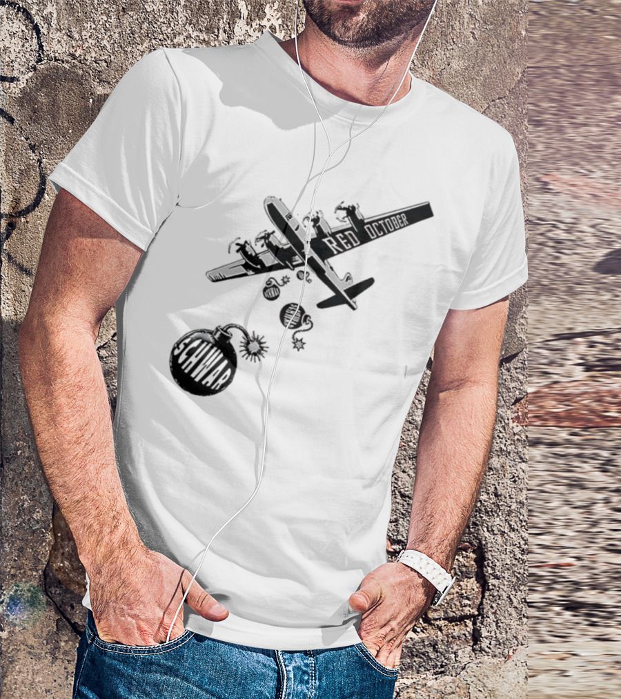 Philadelphia Phillies Red October Schwarbombs Away City Skyline Airplane رسالة قصف Blimp Explosion T-Shirt