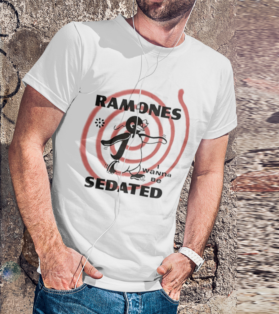 Ramones I Wanna Be Sedated Spiraling Cartoon Character T-Shirt