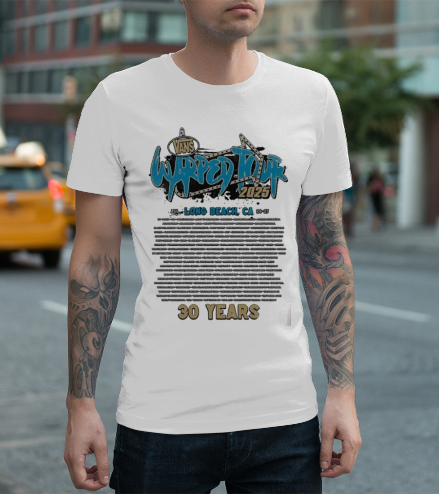 Vans Warped Tour 2025 Long Beach CA 30 Years Lineup T-Shirt