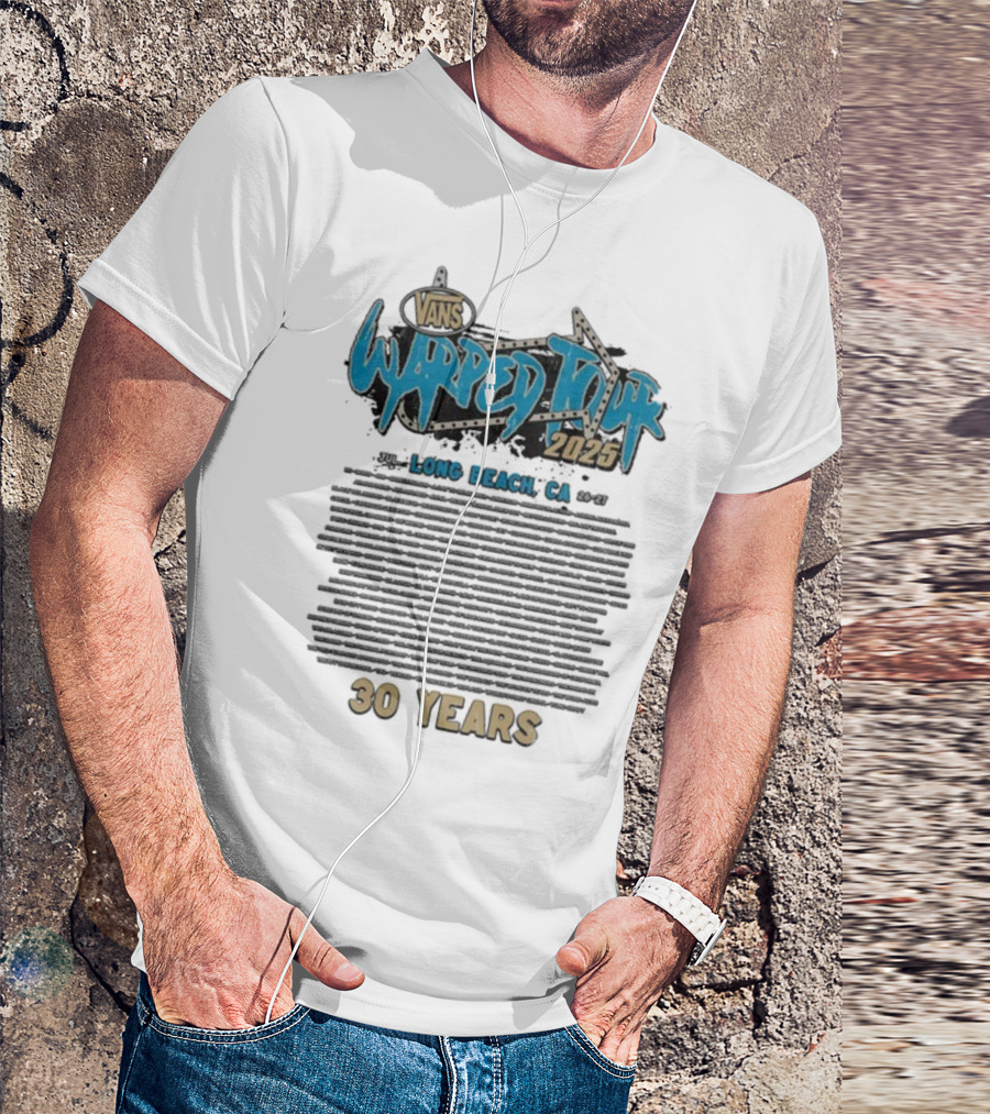 Vans Warped Tour 2025 Long Beach CA 30 Years Lineup T-Shirt