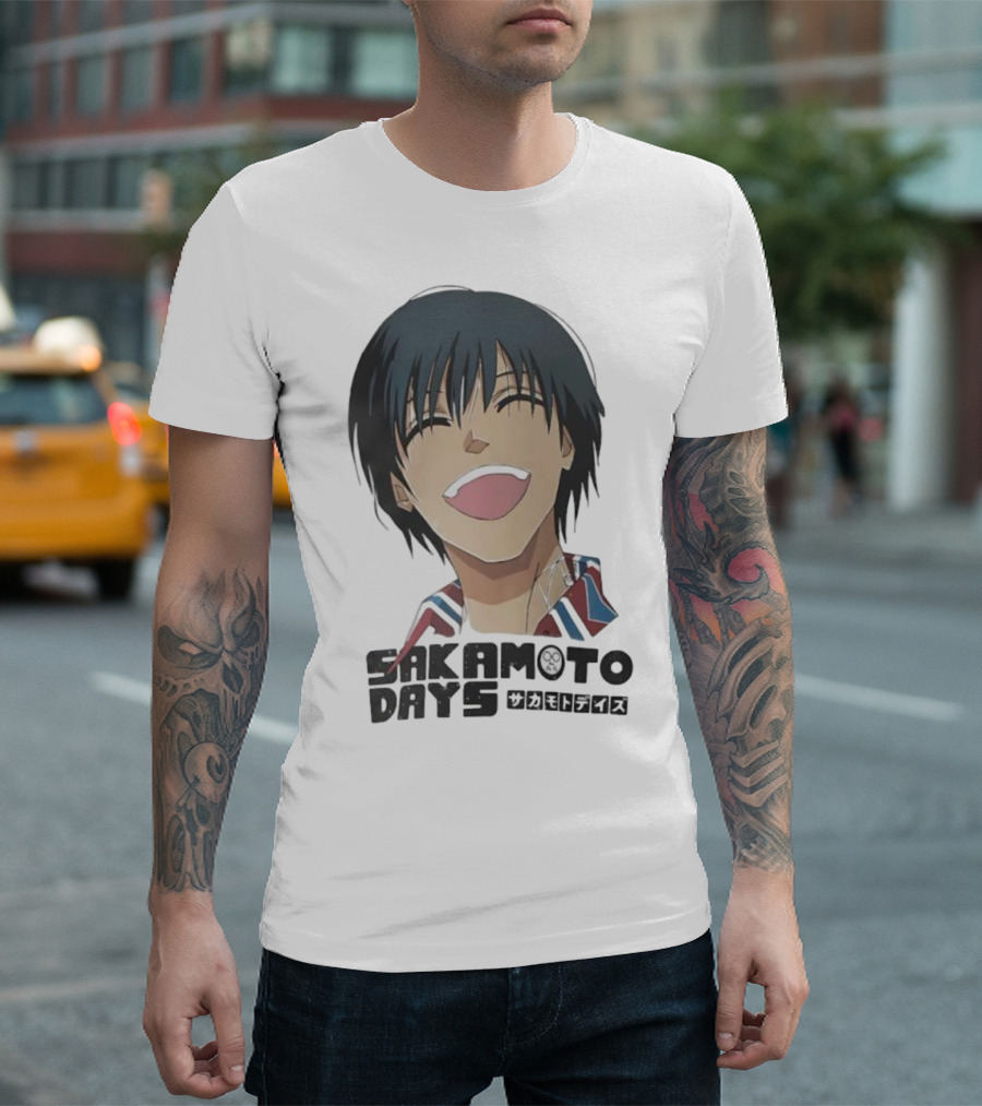 Sakamoto Days Yoichi Nagumo Anime Series Character Laughing Expression T-Shirt