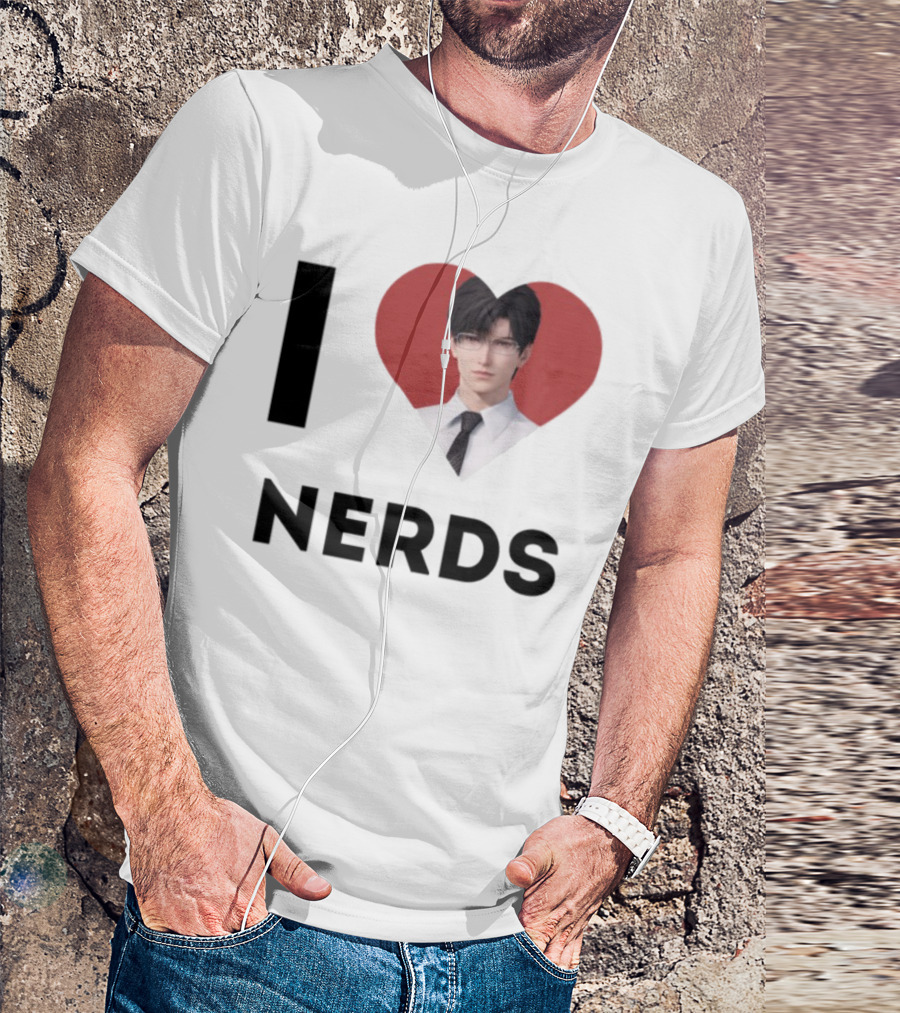 I Love Nerds Anime Character Glasses And Suit T-Shirt