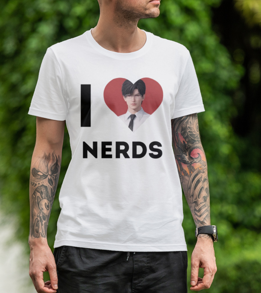 I Love Nerds Anime Character Glasses And Suit T-Shirt