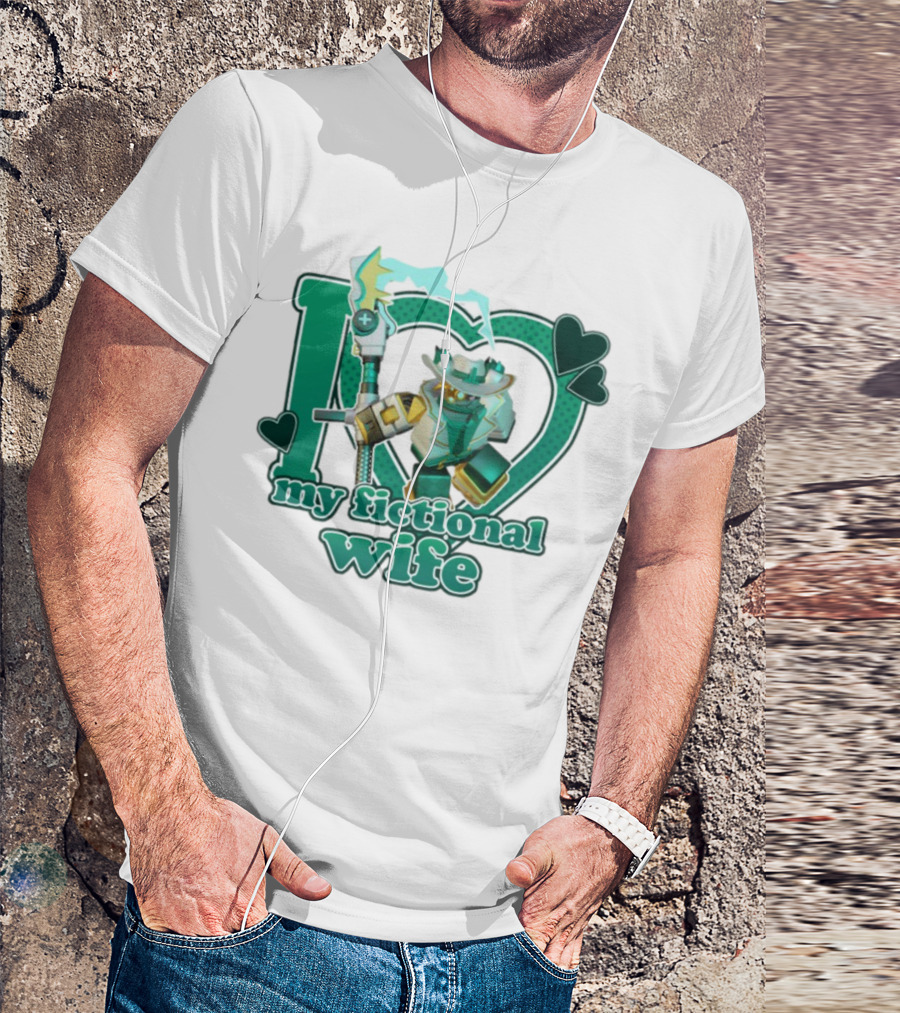 Kimmada Phighting Scythe I Love My Fictional Wife Iconic Robot And Heart Design T-Shirt