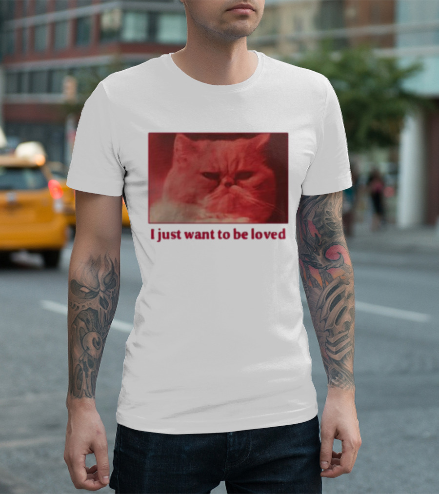 Volodymyr Testardі I Just Want To Be Loved Grumpy Cat Red Tones T-Shirt