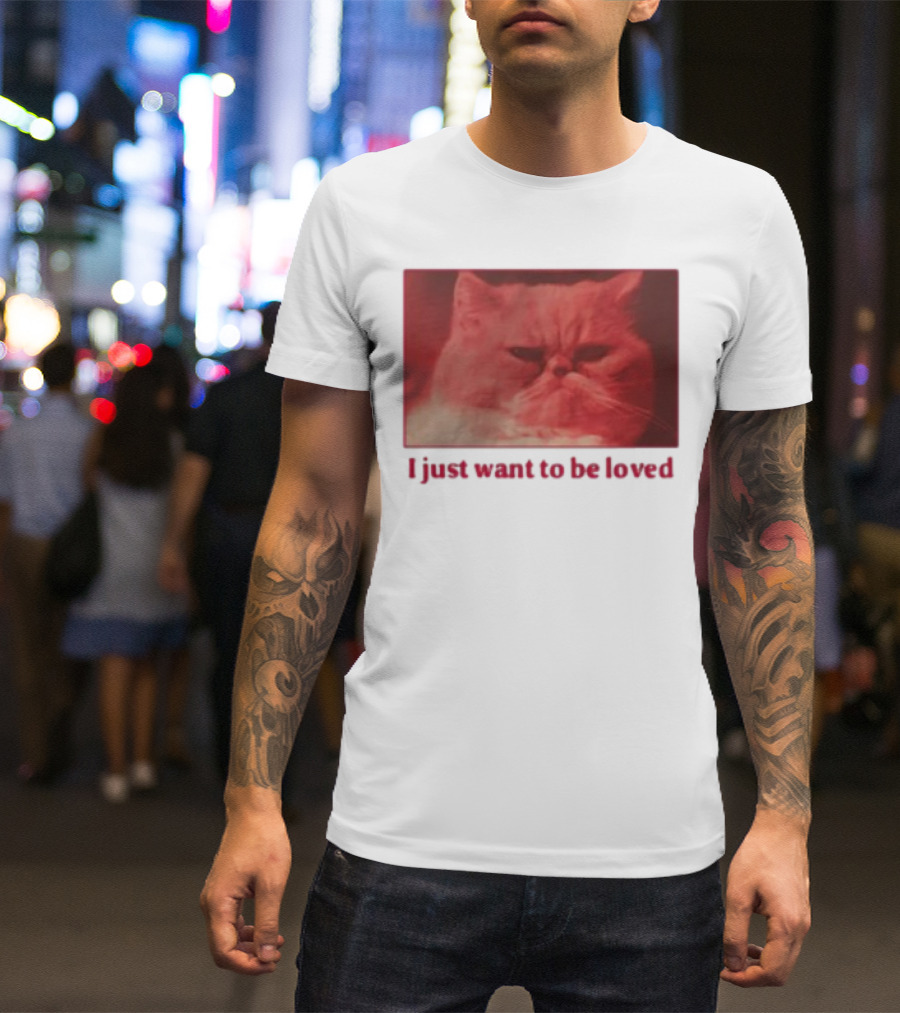 Volodymyr Testardі I Just Want To Be Loved Grumpy Cat Red Tones T-Shirt