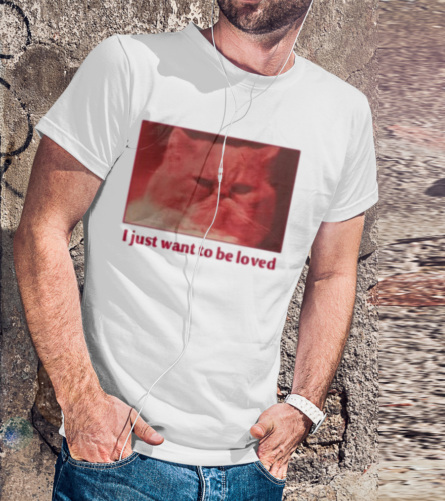 Volodymyr Testardі I Just Want To Be Loved Grumpy Cat Red Tones T-Shirt