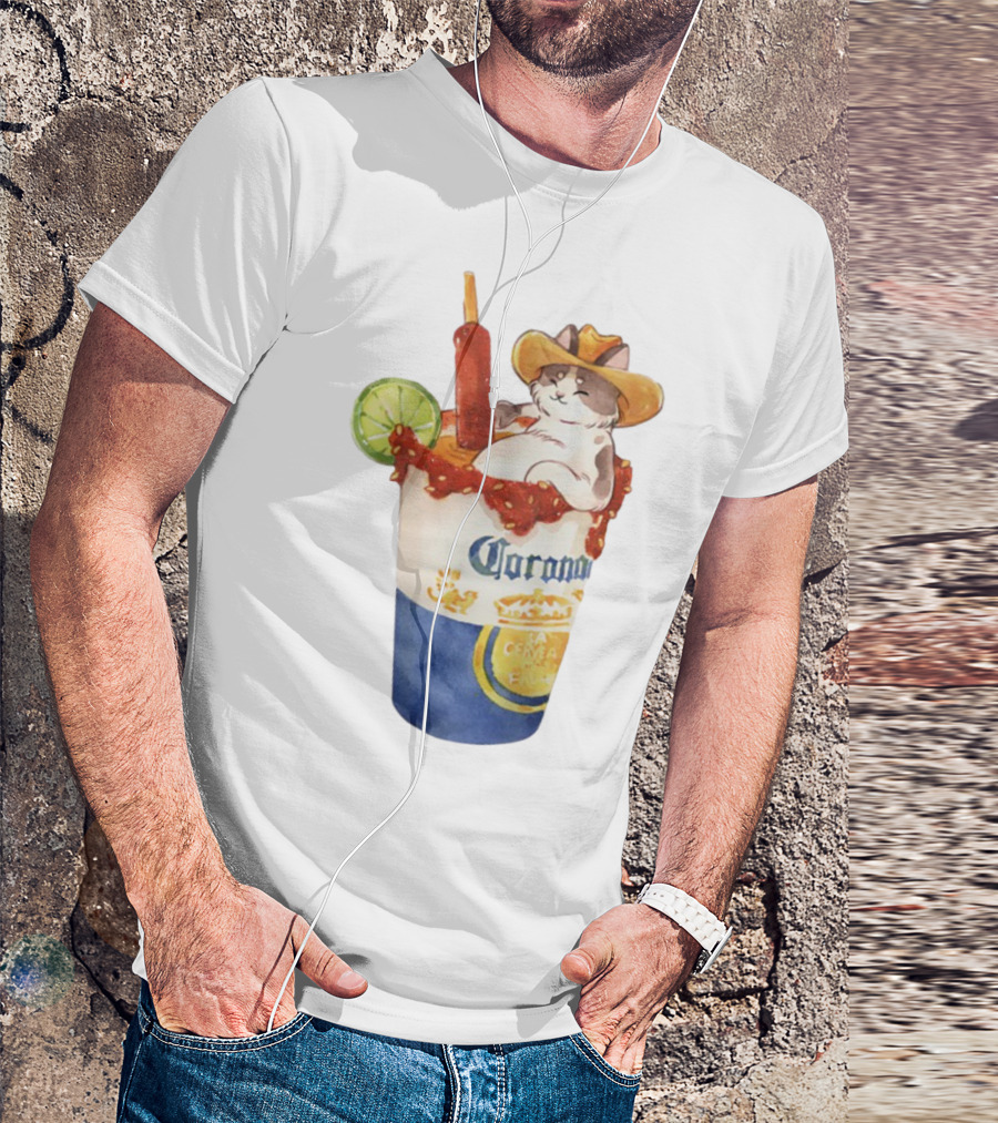 Michelada Vanilla Ryder Cat With Cowboy Hat In Corona Cup With Lime And Chamoy T-Shirt