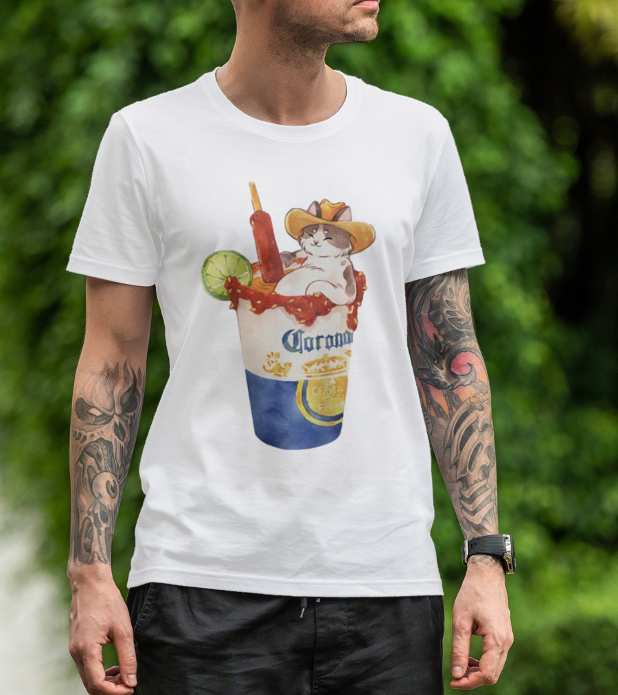 Michelada Vanilla Ryder Cat With Cowboy Hat In Corona Cup With Lime And Chamoy T-Shirt