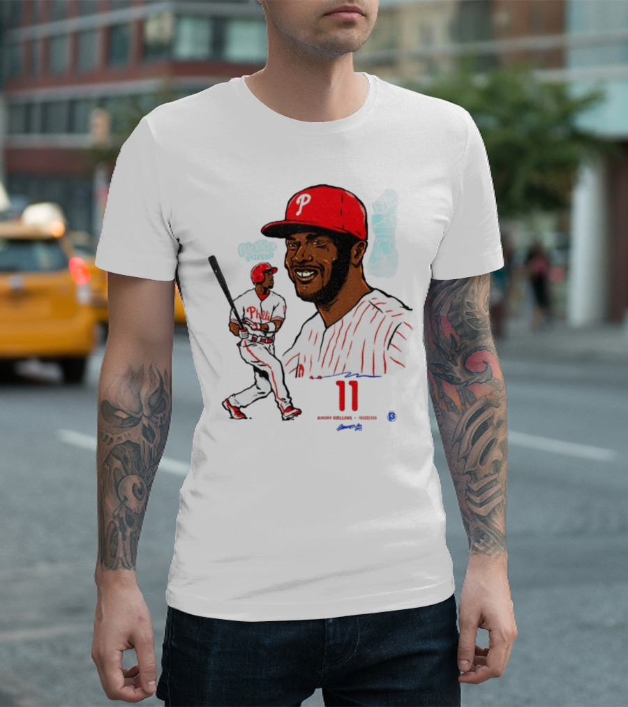 Jimmy Rollins 11 Philadelphia Phillies MLB Baseball Cartoon Phillies Player T-Shirt